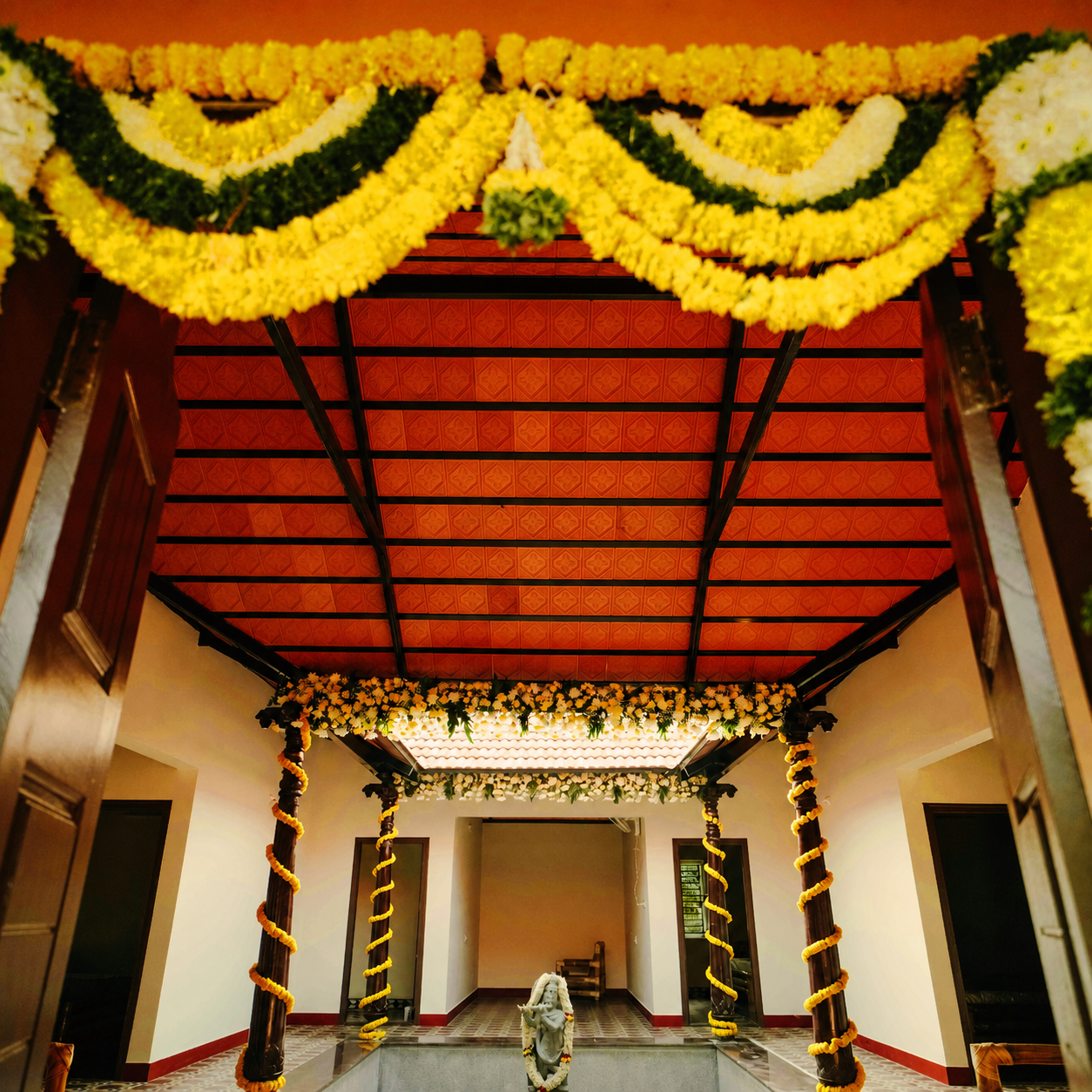 Traditional courtyard decorated for a celebration